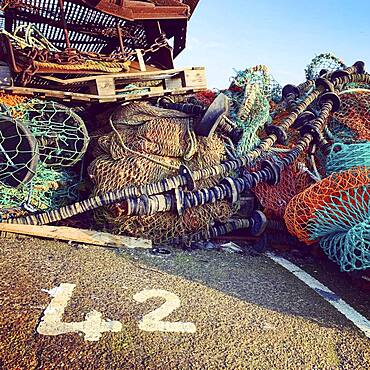 Fishing nets and marine equipment, Pittenweem, Scotland, United Kingdom, Europe