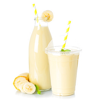 Banana Smoothie Fruit Juice Drink Juice Milkshake Milk Shake Cup Glass Bottle isolated against a white background