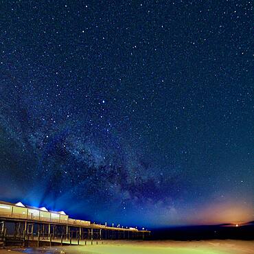 Milky Way over Grand Pier in Teignmouth, Devon, England, United Kingdom, Europe