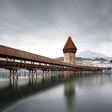 Long exposure of the Chapel Bridge, Lucerne, Switzerland, Europe