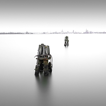 Long exposure in front of the Strelasund crossing at the Ruegen Bridge and the Ruegen Dam, Ruegen, Germany, Europe