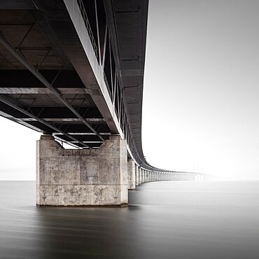 Fog at the Oresundsbron at the Oresund, connecting Denmark and Sweden