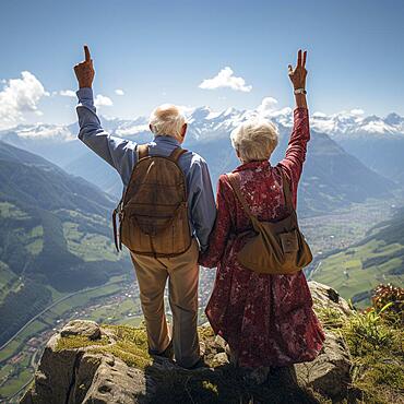 Pensioners in a good living situation with a large provision and money for their pension, AI generated