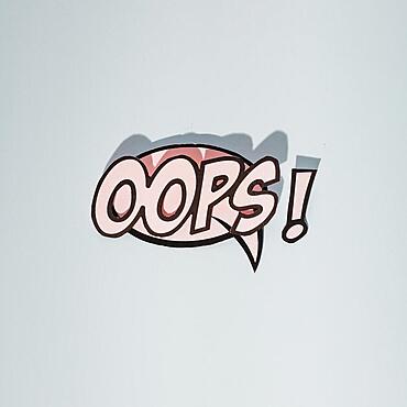 Oops message comic bubble speech cartoon expression illustration gray background