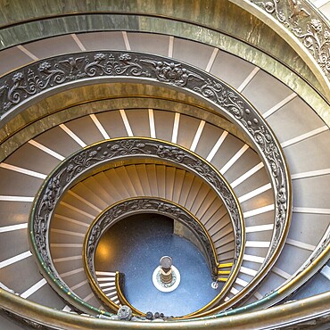 ROME, ITALY - CIRCA SEPTEMBER 2020: the famous spiral staircase with double helix. Vatican Museum, made by Giuseppe Momo in 1932