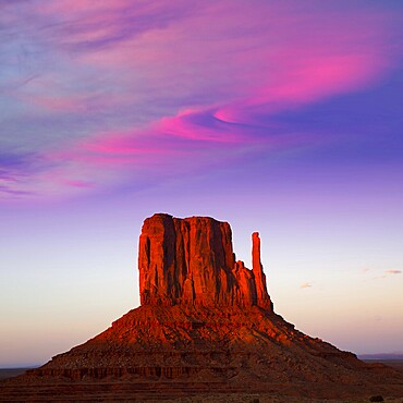 Monument Valley West Mitten at sunset colorful sky Utah