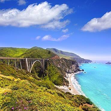 California Bixby bridge in Big Sur in Monterey County along State Route 1 US