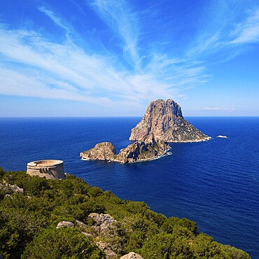 Ibiza Es Vedra view from Torre des Savinar Tower San Jose in Balearic Islands