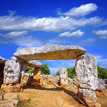 Taules of Menorca Torre de en Gaumes Galmes at Balearic islands of Spain