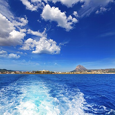 Javea Xabia skyline view from Mediterranean sea Alicante Spain