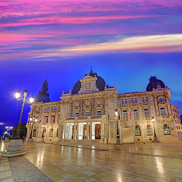 Ayuntamiento de Cartagena sunset city hall at Murcia Spain