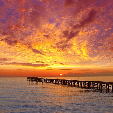 Majorca Muro beach sunrise in Alcudia Bay Mallorca at Balearic Islands of Spain