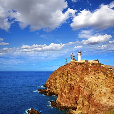 Almeria Cabo de Gata lighthouse in Mediterranean sea of Spain