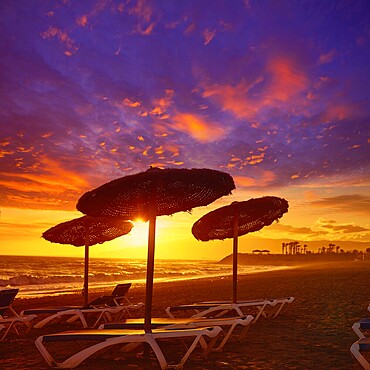 Almeria Cabo de Gata sunset in Retamar beach at Spain