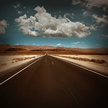 Death Valley straight road in desert National Park California California