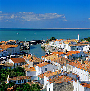 View over town and harbour, St. Martin, Ile de Re, Poitou-Charentes, France, Europe