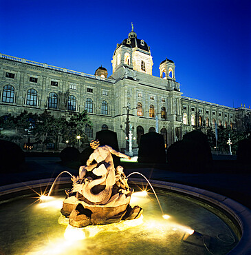 The Natural History Museum at night, Maria Theresien Platz, Vienna, Austria, Europe