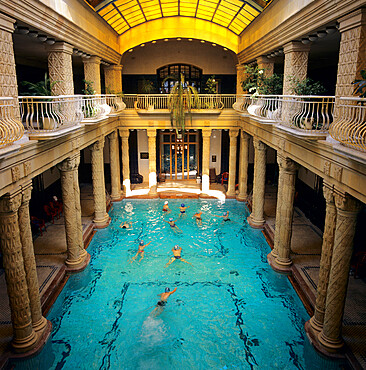 Indoor baths at the Gellert Hotel, Budapest, Hungary, Europe