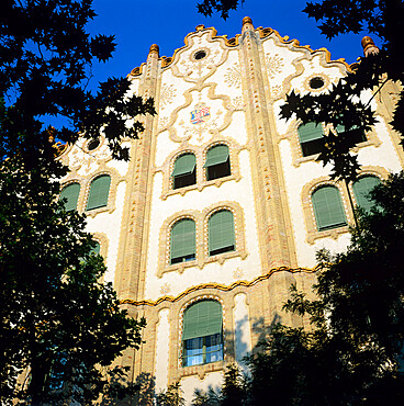 The Post Office Savings Bank facade in Art Nouveau style, Budapest, Hungary, Europe