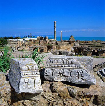 Ruins of ancient Roman baths, Antonine Baths, Carthage, UNESCO World Heritage Site, Tunis, Tunisia, North Africa, Africa