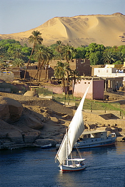 Elephantine Island from the Old Cataract Hotel, Aswan, Egypt, North Africa, Africa