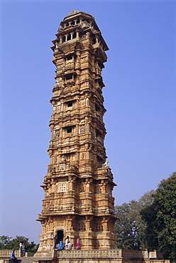 Victory tower in the fort at Chittorgarh, Rajasthan State, India, Asia