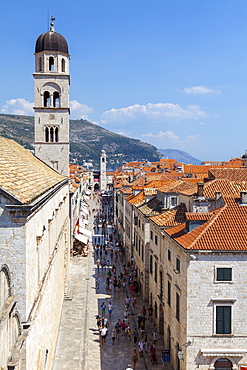 Dubrovnik Old Town, UNESCO World Heritage Site, as viewed from the famous city walls with the Church of St. Saviour on the left, Dubrovnik, Dalmatia, Croatia, Europe