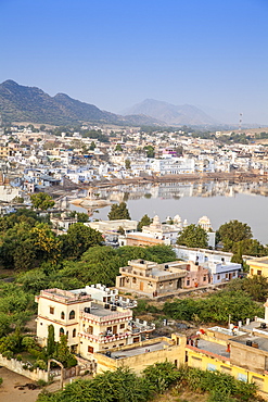 Aerial view of Pushkar, Rajasthan, India, Asia