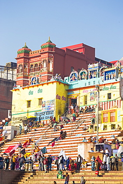 View towards Gauri Kedareshwar Temple at Vijaya Nagaram and Kedar Ghat, Varanasi, Uttar Pradesh, India, Asia