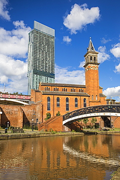 Deansgate, 1761 Bridgewater Canal and Beetham Tower (Hilton Tower), Manchester, Greater Manchester, England, United Kingdom, Europe