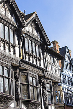 Tudor buildings on Eastgate Street, Chester, Cheshire, England, United Kingdom, Europe