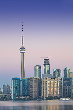 View of CN Tower and city skyline, Toronto, Ontario, Canada, North America