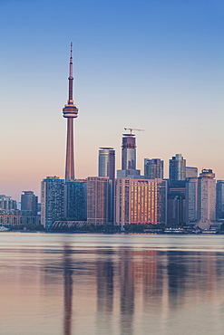 View of CN Tower and city skyline, Toronto, Ontario, Canada, North America