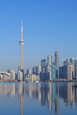 View of CN Tower and city skyline, Toronto, Ontario, Canada, North America