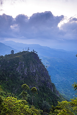 View over mountains from Haputale in the Sri Lanka Hill Country landscape at sunrise, Nuwara Eliya District, Sri Lanka, Asia