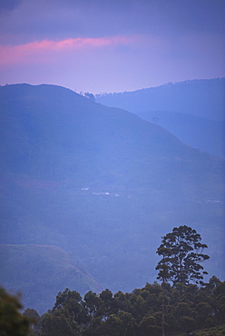 View over mountains from Haputale in the Sri Lanka Hill Country landscape at sunrise, Nuwara Eliya District, Sri Lanka, Asia