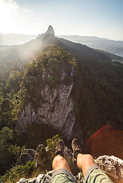 At the top of Bukit Tabur Mountain at sunrise, Kuala Lumpur, Malaysia, Southeast Asia, Asia