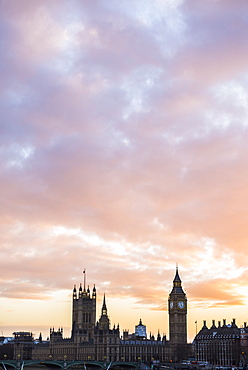 Big Ben and Houses of Parliament at sunset, UNESCO World Heritage Site, London Borough of Westminster, London, England, United Kingdom, Europe