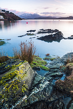 Borth Y Gest Beach at sunrise, Snowdonia National Park, Gwynedd, North Wales, Wales, United Kingdom, Europe