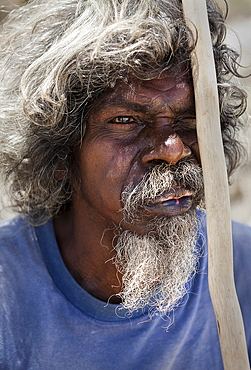 Portrait of Yolngu man, Bawaka Homeland, Port Bradshaw, East Arnhem Land, Northern Territory, Australia, Pacific