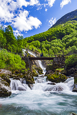 Water melting from the Briksdalsbreen glacier south of the small town of Olden in coastal Norway.