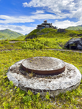 Remains of World War II gun emplacement left abandoned in Dutch Harbor, Unalaska, Alaska.