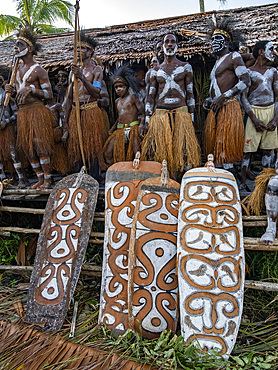 Shield detail from the village of Per where people perform a greeting ceremony, Asmat Region, Papua, Indonesia.