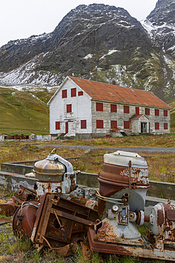 Views of the old abandoned Norwegian whaling station in Grytviken (Swedish for 'Pot Cove') on South Georgia Island.