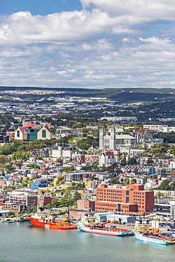 St. Johns Harbour and downtown area, St. John's, Newfoundland, Canada, North America