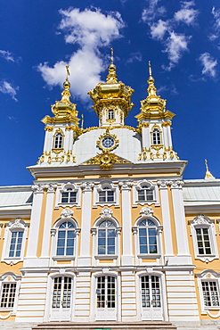 External view of Peterhof, Peter the Great's Palace, St. Petersburg, Russia, Europe