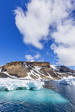 Rust-colored volcanic tuff cliffs of Brown Bluff, eastern side of the Tabarin Peninsula, Weddell Sea, Antarctica, Polar Regions