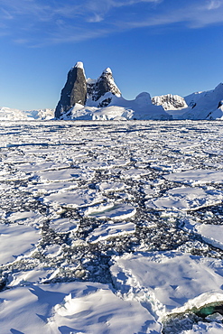 Transiting the Lemaire Channel in heavy first year sea ice, Antarctica, Polar Regions