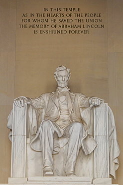 Interior view of the Lincoln Statue in the Lincoln Memorial, Washington D.C., United States of America, North America