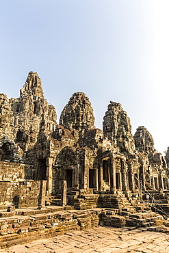 Four-faced towers in Prasat Bayon, Angkor Thom, Angkor, UNESCO World Heritage Site, Cambodia, Indochina, Southeast Asia, Asia